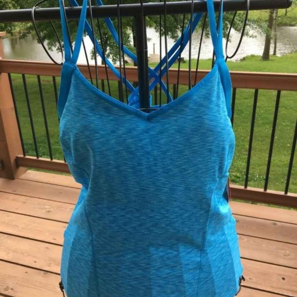 North Face Tank Top Dahlia Quill Blue Fitness Activewear UPF 50 Womens MSRP $50